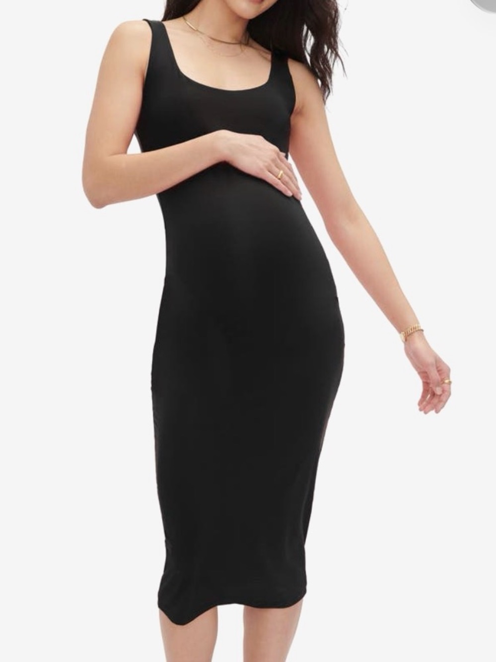 HATCH The Body Tank Dress Black Bamboo Maternity Midi Dress Large